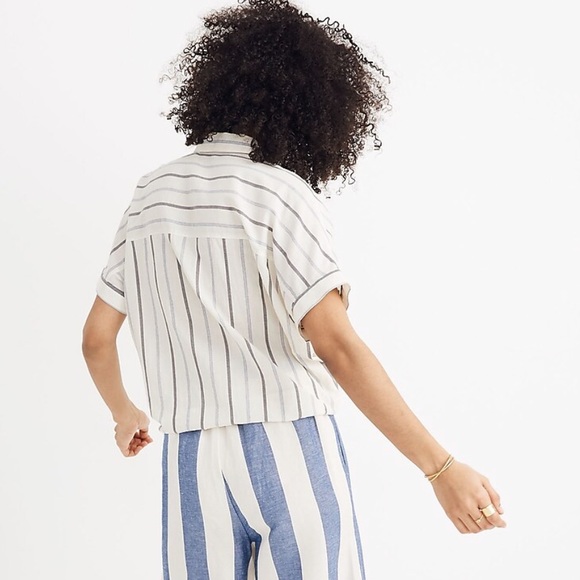 🔴SOLD🔴Madewell ‘Montpellier Stripe’ Tie Front Button Up Shirt - Picture 4 of 5